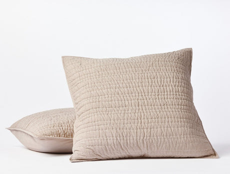 Channel Handstitched Organic Quilted Euro Shams by Coyuchi - Hazel Chambray at Fig Linens and Home