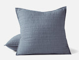 Coyuchi Channel Handstitched Organic Quilted Euro Sham - Indigo Blue Chambray at Fig Linens and Home