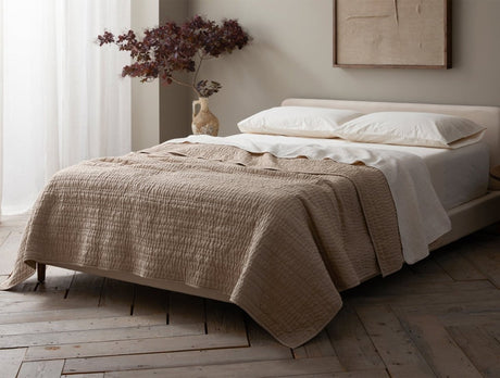 Channel Handstitched Organic Quilted Coverlets by Coyuchi - Hazel Chambray at Fig Linens and Home 2