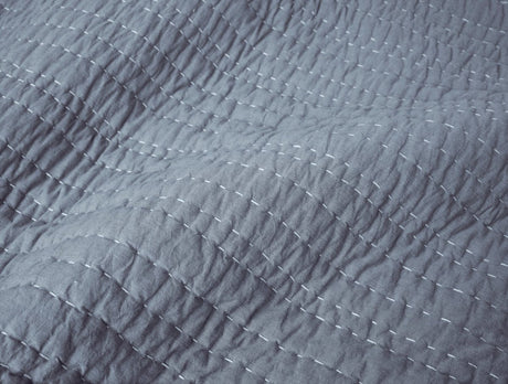Coyuchi Channel Handstitched Organic Quilted Coverlets - Indigo Chambray at Fig Linens and Home 2