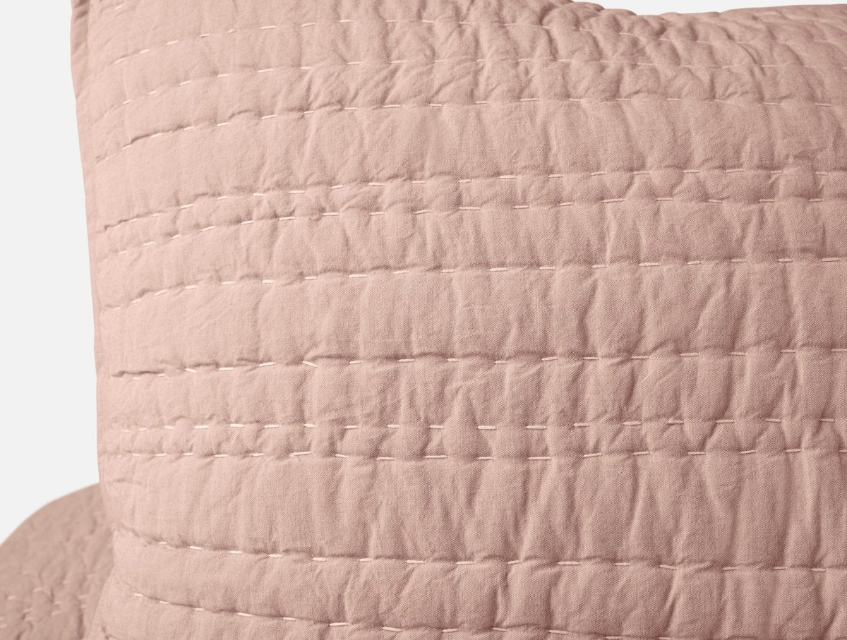Coyuchi Channel Handstitched Organic Quilted - Praline Chambray at Fig Linens and Home - Detail 3