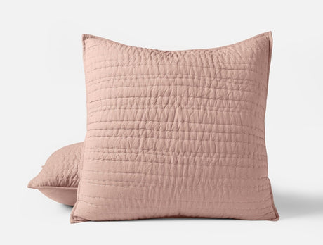 Channel Handstitched Organic Quilted Euro Shams by Coyuchi - Praline Chambray at Fig Linens and Home
