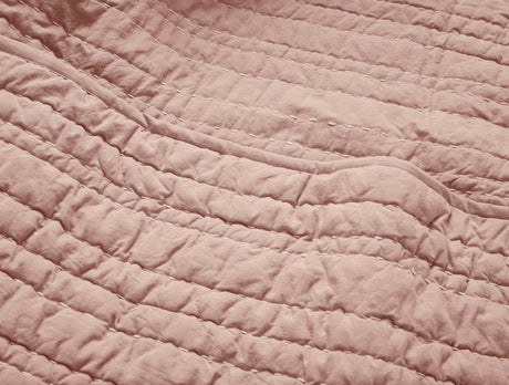 Coyuchi Channel Handstitched Organic Quilted Coverlets - Praline Chambray at Fig Linens and Home 1