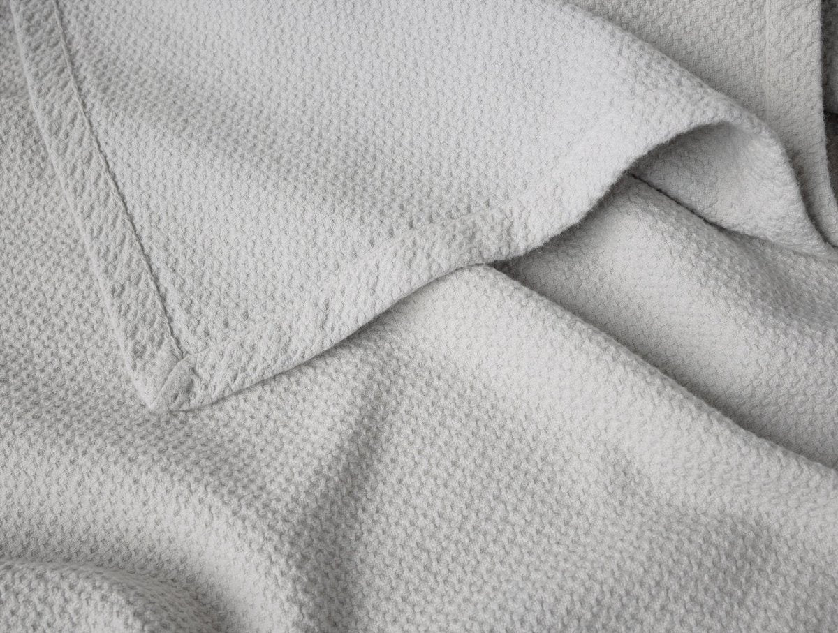 Swatch - Coyuchi Classic Organic Cotton Cloud Gray Blankets at Fig Linens and Home 3