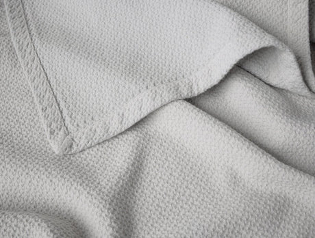 Swatch - Coyuchi Classic Organic Cotton Cloud Gray Blankets at Fig Linens and Home 3