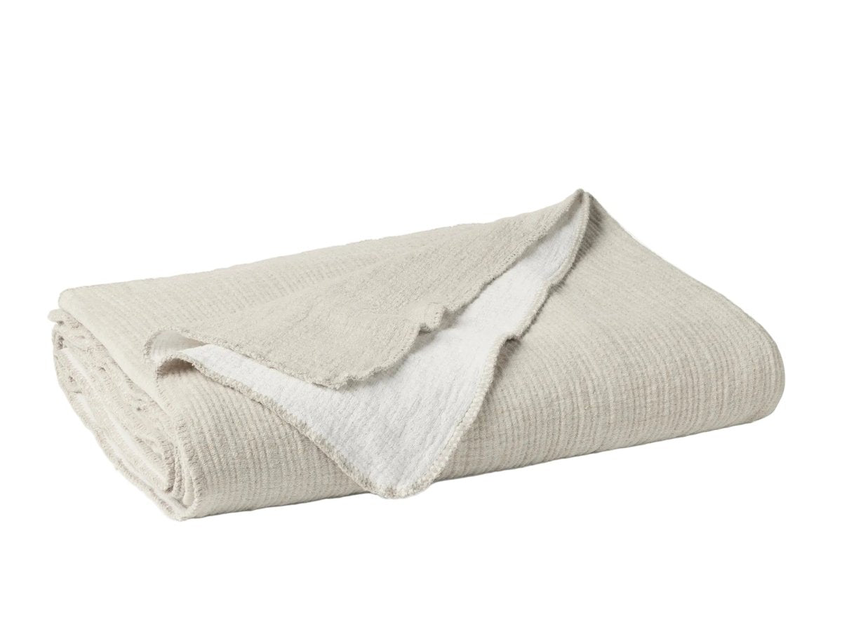 Coyuchi Stone Organic Cozy Cotton Blanket at Fig Linens and Home