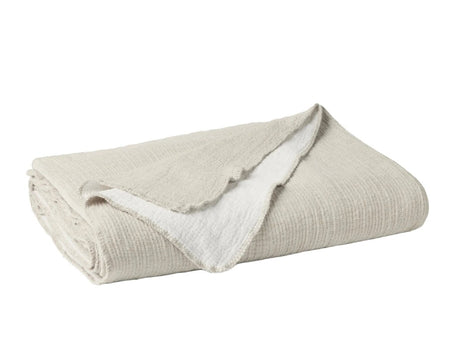 Coyuchi Stone Organic Cozy Cotton Blanket at Fig Linens and Home