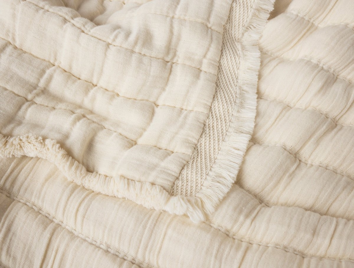 Coyuchi Dreamweight Organic Weighted Throw Blanket at Fig Linens and Home - Detail View 2