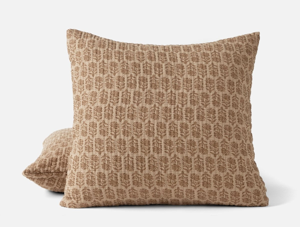 Euro Sham - Coyuchi Mirada Fawn Chrysanthemum Organic Matelasse Blanket at Fig Linens and Home