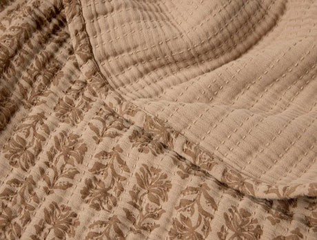 Fabric Detail - Coyuchi Mirada Fawn Chrysanthemum Organic Matelasse Blanket at Fig Linens and Home