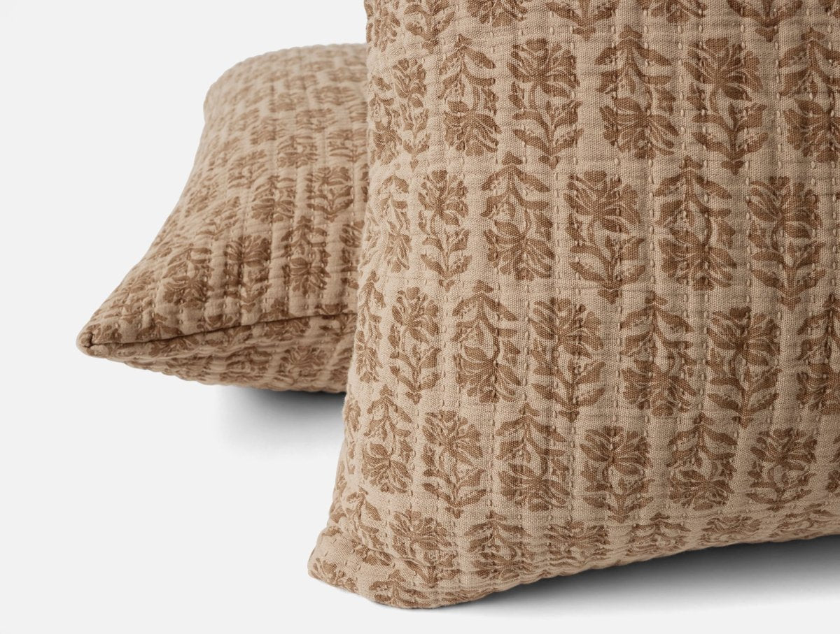 Euro Sham Detail - Coyuchi Mirada Fawn Chrysanthemum Organic Matelasse at Fig Linens and Home 2