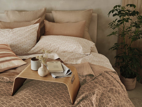 Coyuchi Mirada Fawn Chrysanthemum Organic Matelasse Blanket at Fig Linens and Home - Lifestyle 2