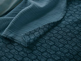 Mirada Organic Matelasse Cerulean Chrysanthemum Coverlet Styled Room View 2 | Coyuchi at Fig Linens and Home