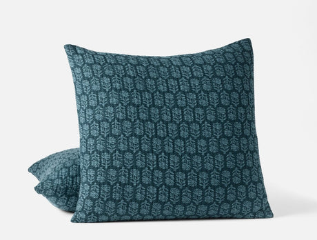 Mirada Organic Matelasse Cerulean Chrysanthemum Euro Sham | Coyuchi at Fig Linens and Home