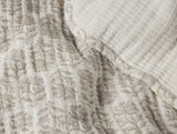 Fabric Detail View - Coyuchi Mirada Sand Chrysanthemum Organic Matelasse at Fig Linens and Home