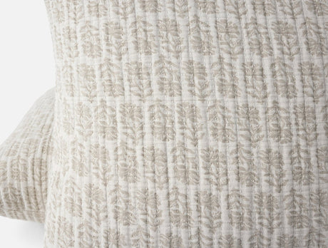 Euro Sham Detail View - Coyuchi Mirada Sand Chrysanthemum Organic Matelasse at Fig Linens and Home 2