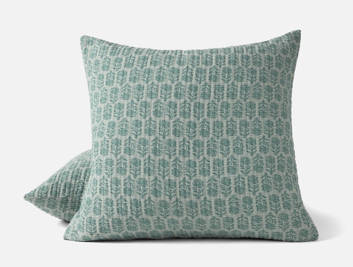 Euro Square Sham - Coyuchi Mirada Thyme Chrysanthemum Organic Matelasse at Fig Linens and Home