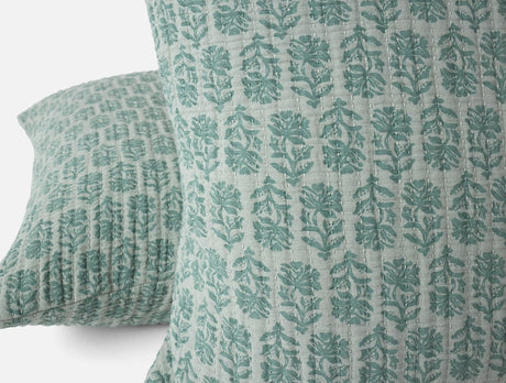 Euro Sham Detail 1 - Coyuchi Mirada Thyme Chrysanthemum Organic Matelasse at Fig Linens and Home