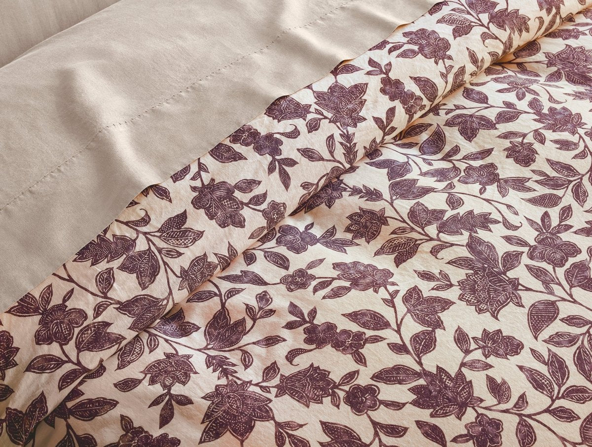 Ophelia Print Mulberry Duvet Cover Styled Room View 2 | Coyuchi at Fig Linens and Home