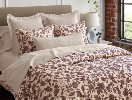 Ophelia Print Mulberry Sham Styled Room View | Coyuchi at Fig Linens and Home