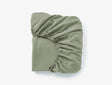 Organic Crinkled Percale Olive Chambray Fitted Sheet | Coyuchi at Fig Linens and Home