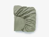 Organic Crinkled Percale Olive Chambray Fitted Sheet | Coyuchi at Fig Linens and Home