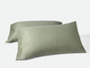 Organic Crinkled Percale Olive Chambray Pillowcases | Coyuchi at Fig Linens and Home