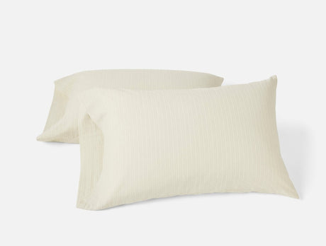 Organic Crinkled Percale Undyed w/ Indigo Gray Pillowcases | Coyuchi at Fig Linens and Home