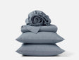 Organic Crinkled Percale Indigo Chambray Stripe Sheet Set | Coyuchi at Fig Linens and Home