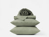 Organic Crinkled Percale Olive Chambray Sheet Set | Coyuchi at Fig Linens and Home