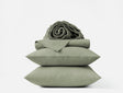 Organic Crinkled Percale Olive Chambray Sheet Set | Coyuchi at Fig Linens and Home
