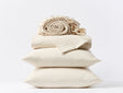 Organic Crinkled Percale Undyed w/ Hazel Rosehip Sheet Set | Coyuchi at Fig Linens and Home