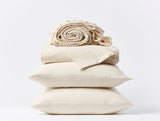 Organic Crinkled Percale Undyed w/ Hazel Rosehip Sheet Set | Coyuchi at Fig Linens and Home