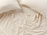 Organic Crinkled Percale Undyed w/ Hazel Rosehip Sheet Set 2 | Coyuchi at Fig Linens and Home