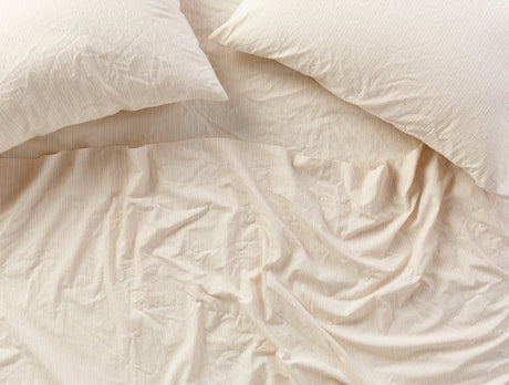 Organic Crinkled Percale Undyed w/ Hazel Rosehip Sheet Set 2 | Coyuchi at Fig Linens and Home