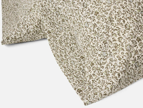 Organic Print Percale Olive Asterid Pillowcases 2 | Coyuchi at Fig Linens and Home