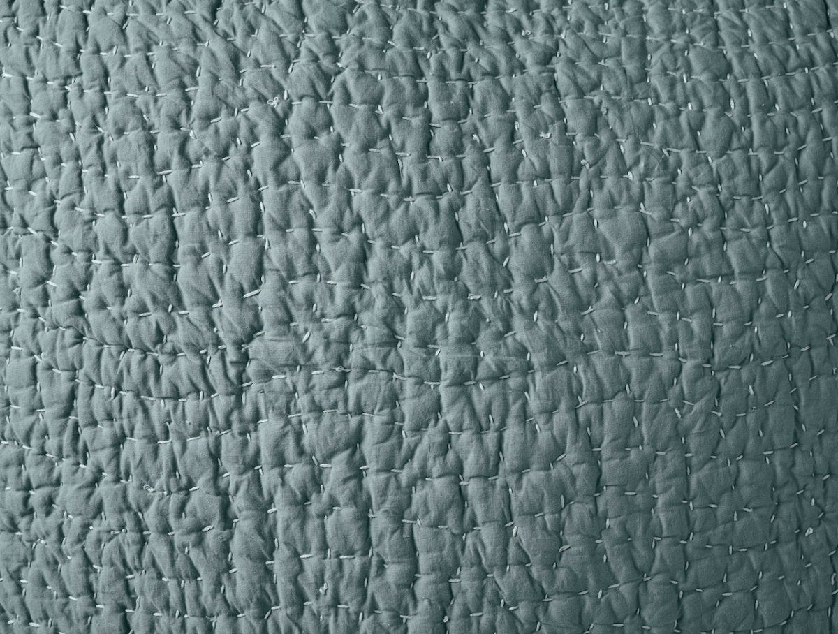 Pebbled Handstitched Organic Blankets by Coyuchi Lagoon Full/Queen Quilt 90” x 90” at FIG LINENS AND HOME 15