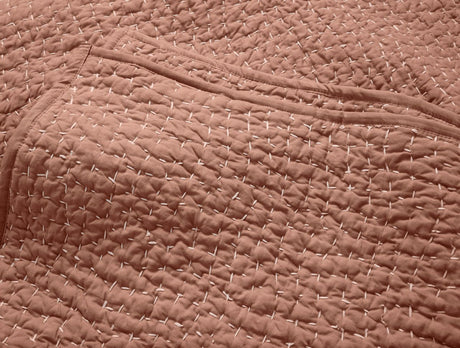 Pebbled Handstitched Organic Blankets by Coyuchi Praline Full/Queen Quilt 90” x 90” at FIG LINENS AND HOME 19