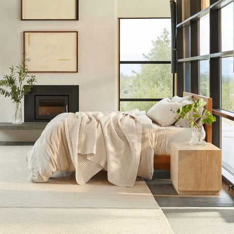 Pebbled Organic Quilts by Coyuchi Slate Full/Queen Quilt 90” x 90” at FIG LINENS AND HOME 1