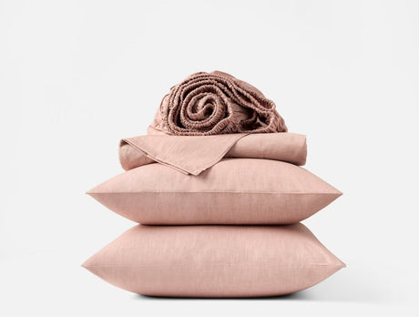Coyuchi Praline Chambray Organic Crinkled Percale Sheet Sets at Fig Linens and Home