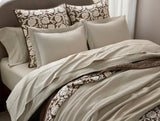 Robles Handstitched Organic Carob w/ Khaki Sham Styled Room View | Coyuchi at Fig Linens and Home