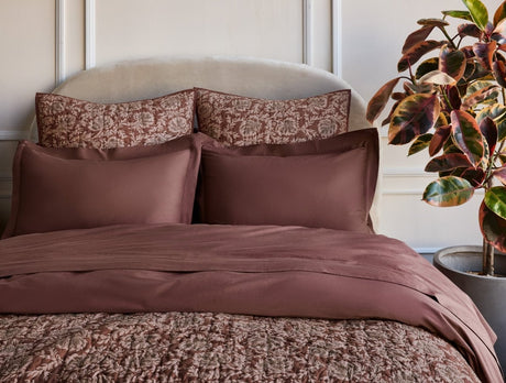 Robles Handstitched Organic Mulberry w/ Carob Sham Styled Room View | Coyuchi at Fig Linens and Home
