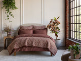 Robles Handstitched Organic Mulberry w/ Carob Sham Styled Room View 2 | Coyuchi at Fig Linens and Home