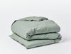 Duvet Cover - Coyuchi Sage Organic Crinkled Percale Duvet at Fig Linens and Home