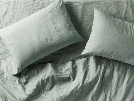 Pillowcases - Sage Organic Crinkled Percale Sheets by Coyuchi at Fig Linens and Home - View 1
