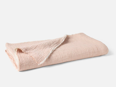 Coyuchi Topanga Praline Chambray Organic Matelasse Coverlet Swatch at Fig Linens and Home 1