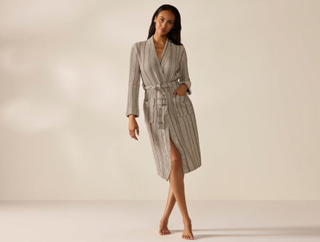 Unisex Organic Waffle Marled Shadow Stripe Robe | Coyuchi at Fig Linens and Home