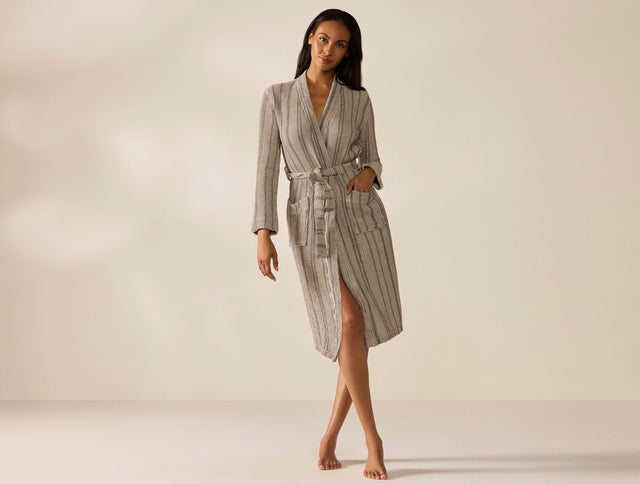Unisex Organic Waffle Marled Shadow Stripe Robe | Coyuchi at Fig Linens and Home