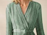 Unisex Organic Waffle Marled Spruce Stripe Robe 2 | Coyuchi at Fig Linens and Home