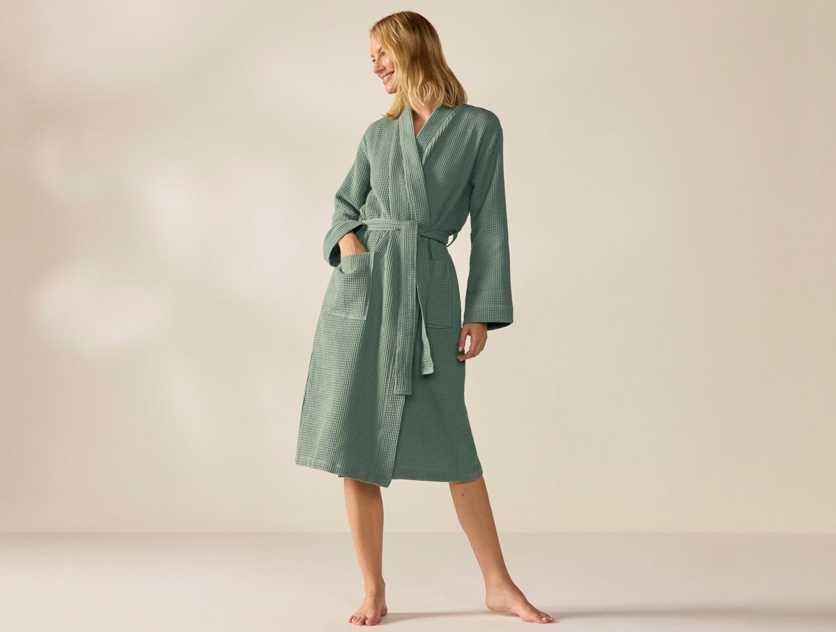 Unisex Organic Waffle Sage Robe | Coyuchi at Fig Linens and Home